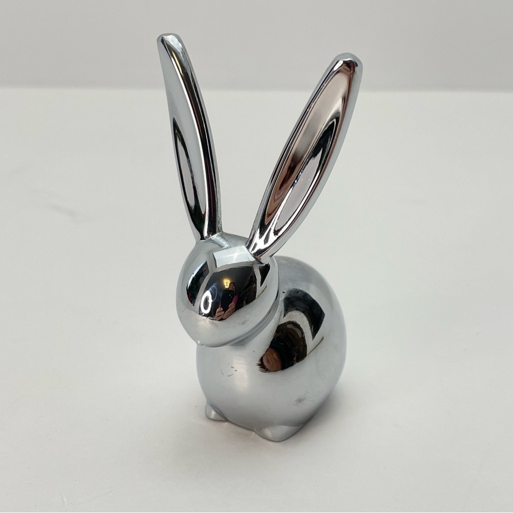 Bunny Chrome Rabbit Ring Holder Paperweight - Picture 7 of 11
